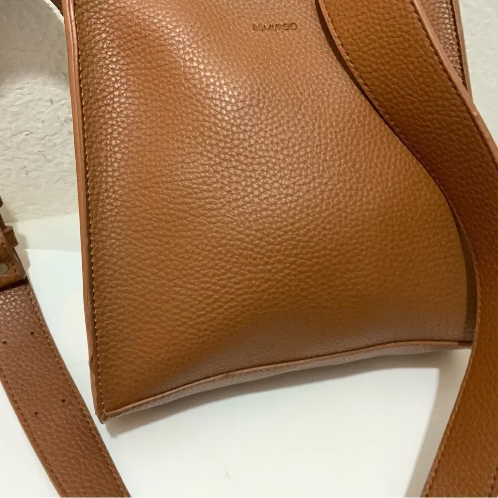 Anthropologie Remi And Reid Vegan Leather  Brown  Crossbody Bag top zip